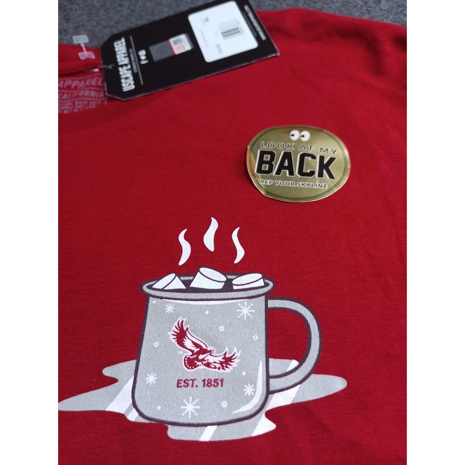 Uscape Apparel Saint Joseph's University Hot Cocoa Red Xl T-Shirt Dual Sides Nwt — image 4 of 8